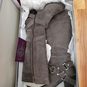 Fergie Luna Graphite Suede Knee High Boots